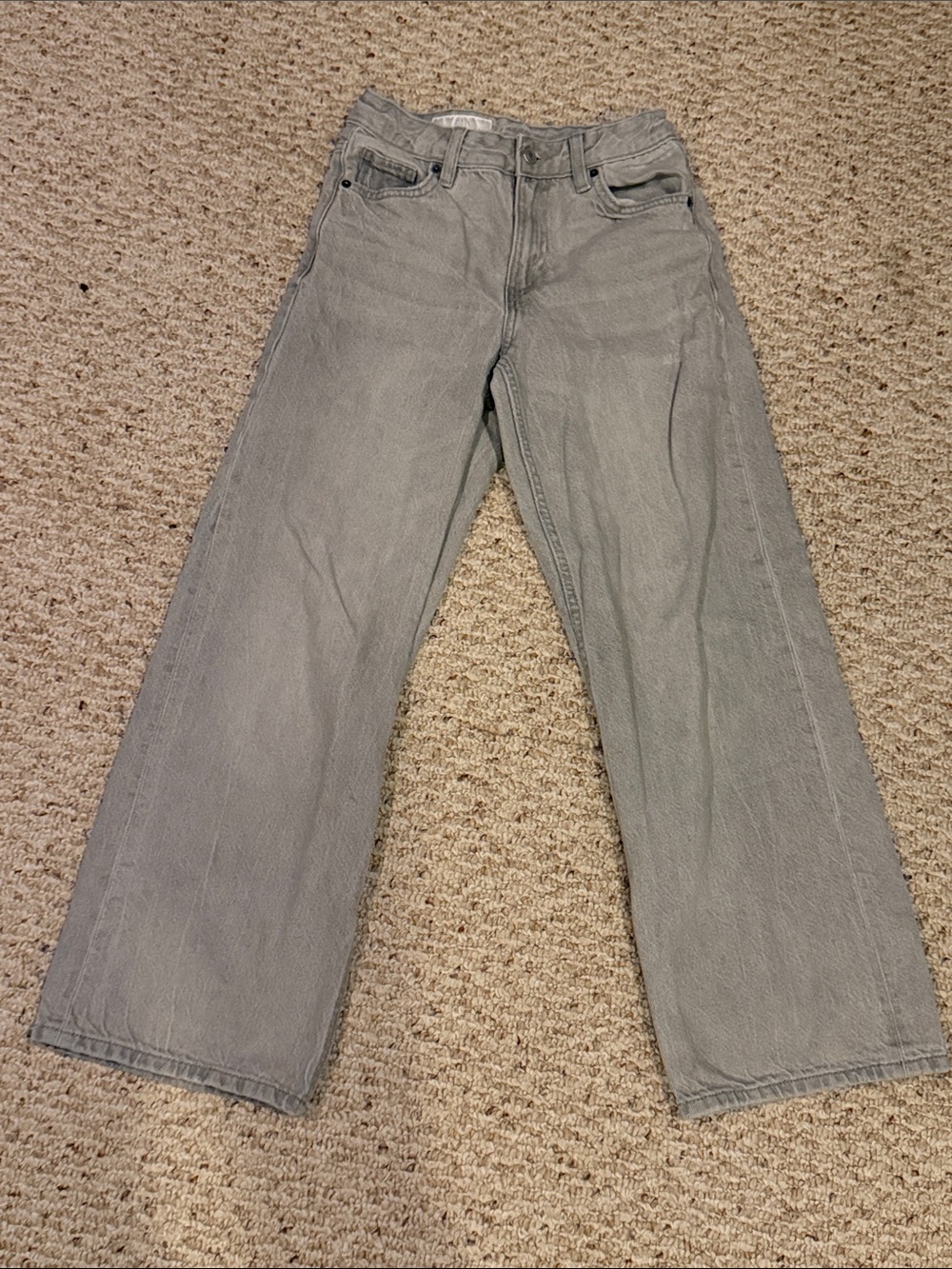 Zara Women's Gray Wide-Leg Jeans - Subtle Washed Finish